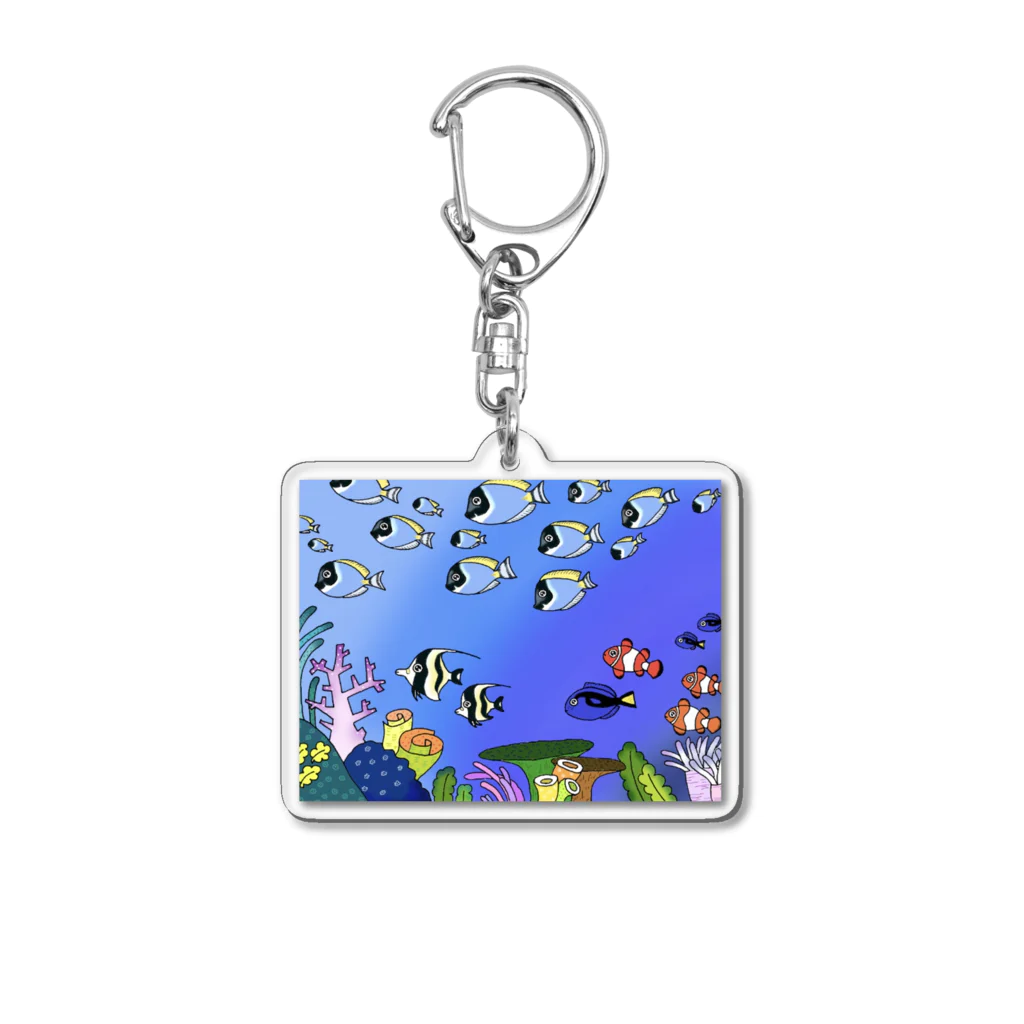 栗坊屋のパウダーブルーが泳ぐ海 Acrylic Key Chain