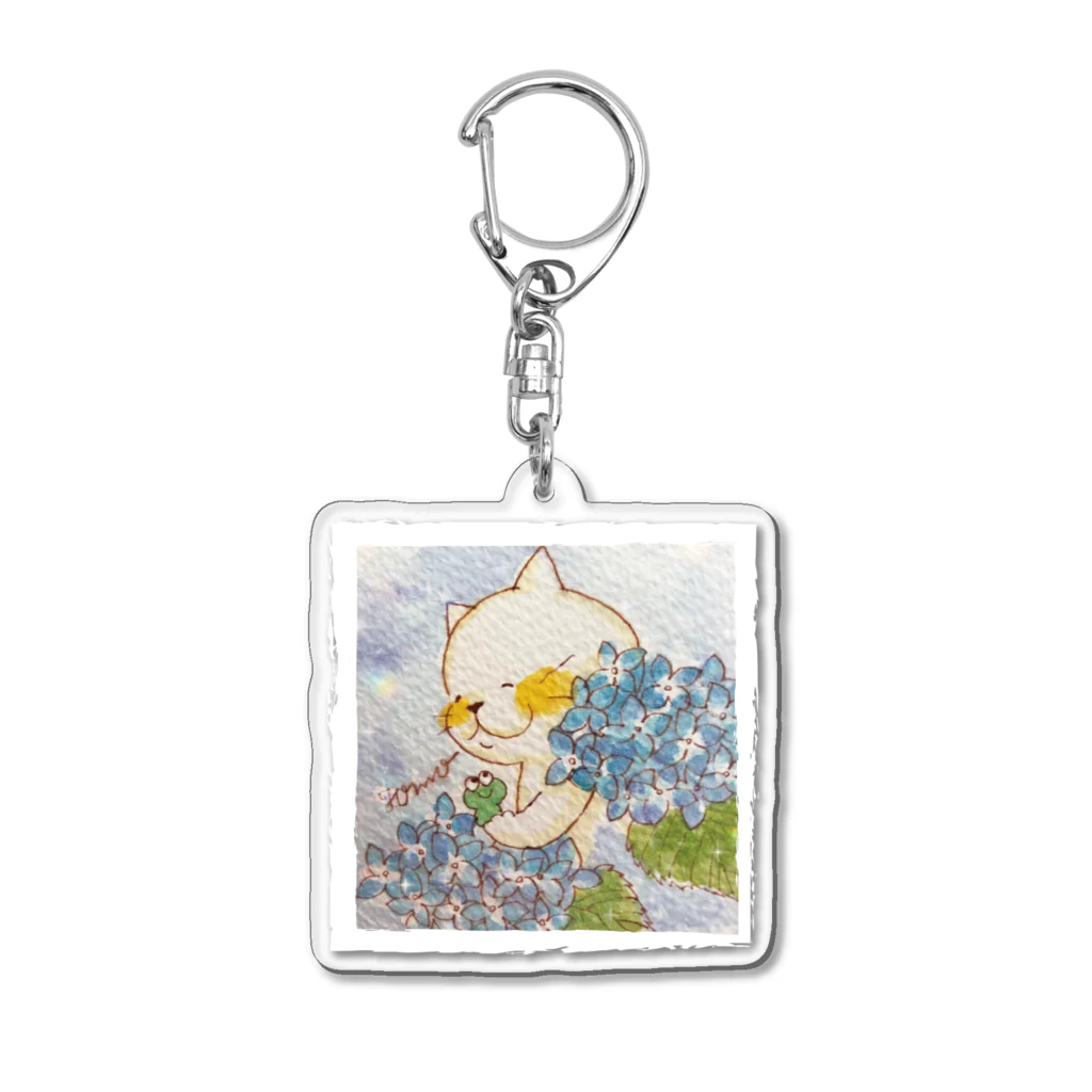 nikokoの紫陽花とねこ Acrylic Key Chain