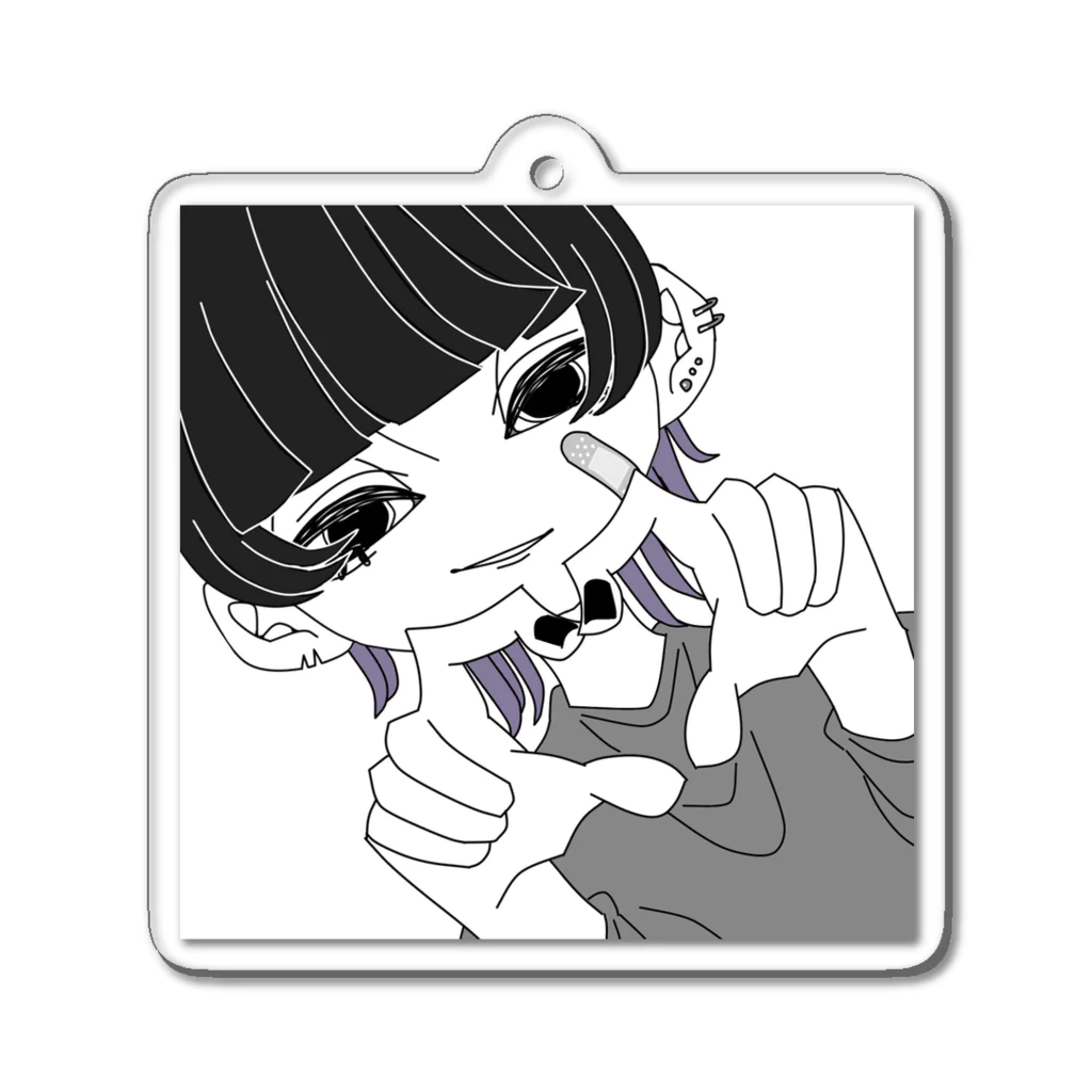 BTNstoreのウルフパープルハート Acrylic Key Chain