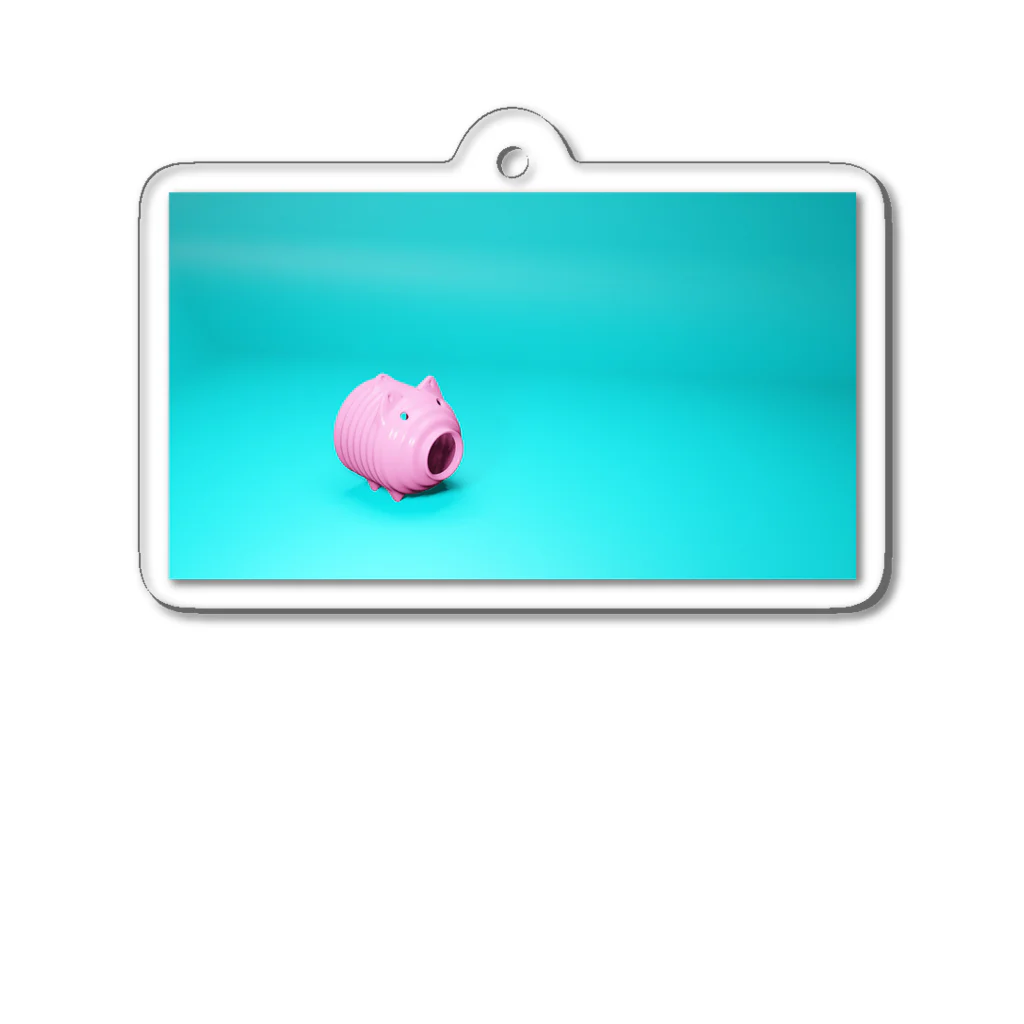透明人間のピンクの豚さん　夏 アクリルキーホルダー