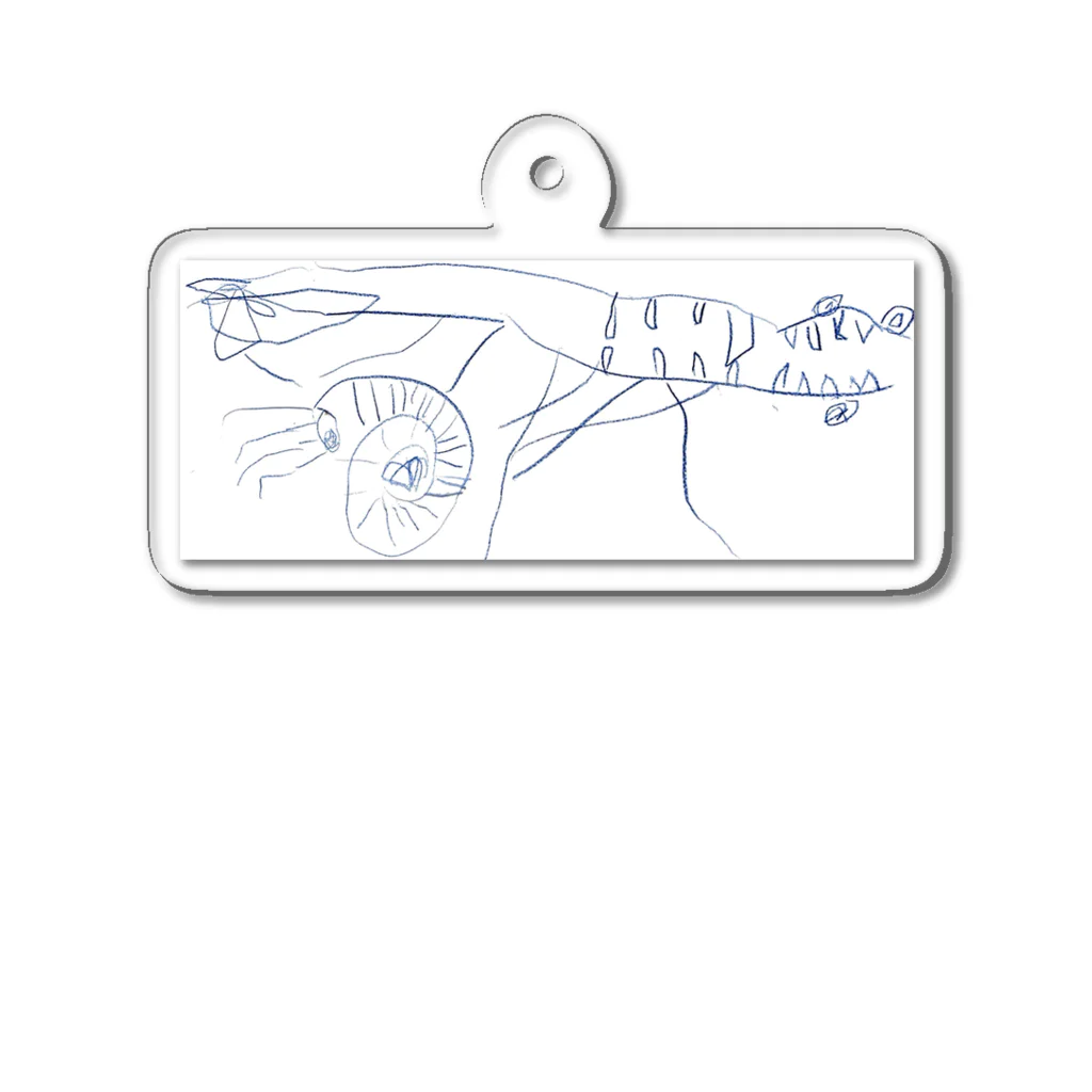 5歳児のお店屋さん　深海と猫といきもの全部のぼくが描いたアンモナイトとダコサウルス Acrylic Key Chain