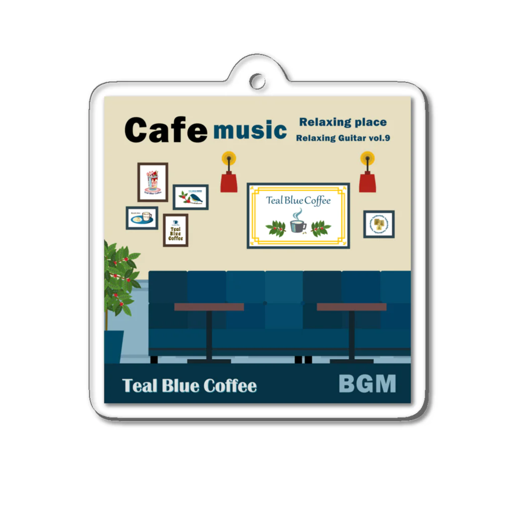 Teal Blue CoffeeのCafe music - Relaxing place - Acrylic Key Chain