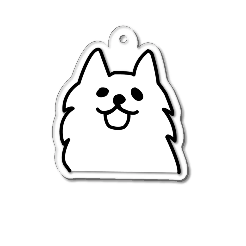 日本スピッツのコロの笑顔の白犬 Acrylic Key Chain