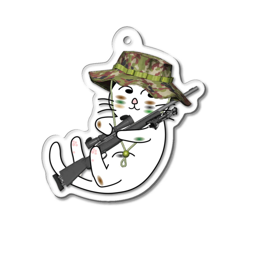 Y.T.S.D.F.Design　自衛隊関連デザインのスナイパー猫 Acrylic Key Chain