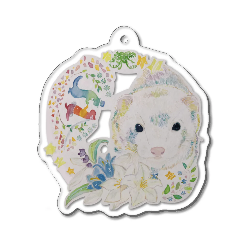 イタチの6月フェレット銀ちゃん Acrylic Key Chain