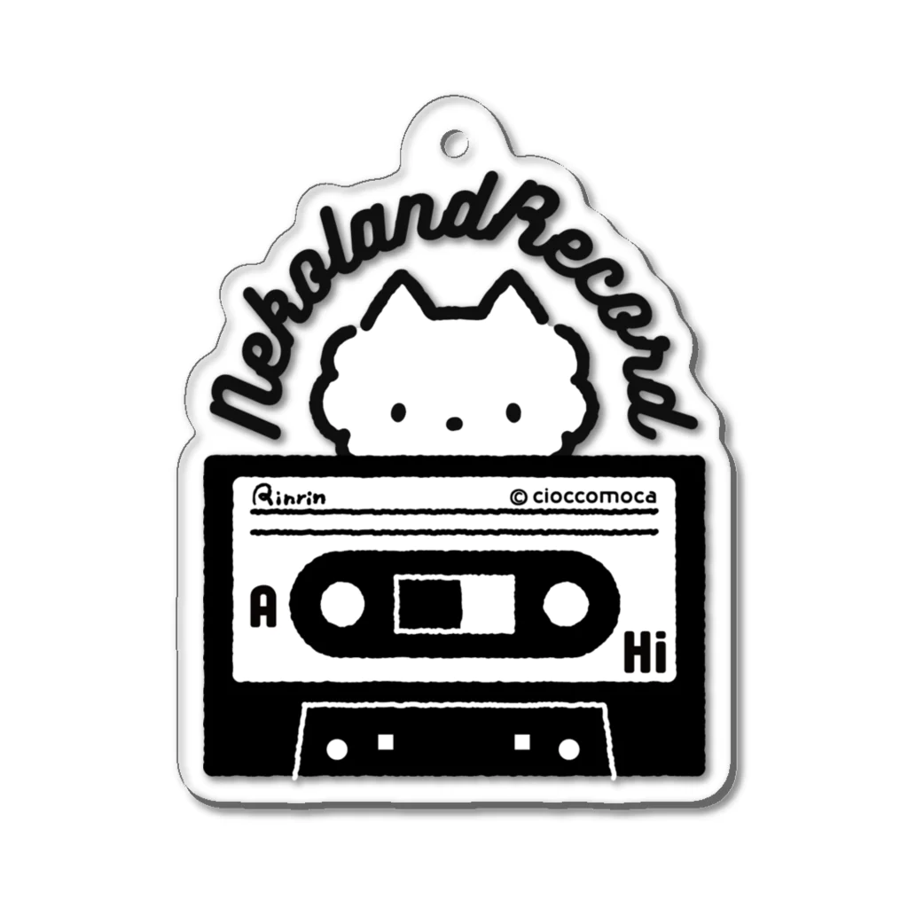 cioccomocaのねこらんどレコード・カセット【Black】 Acrylic Key Chain