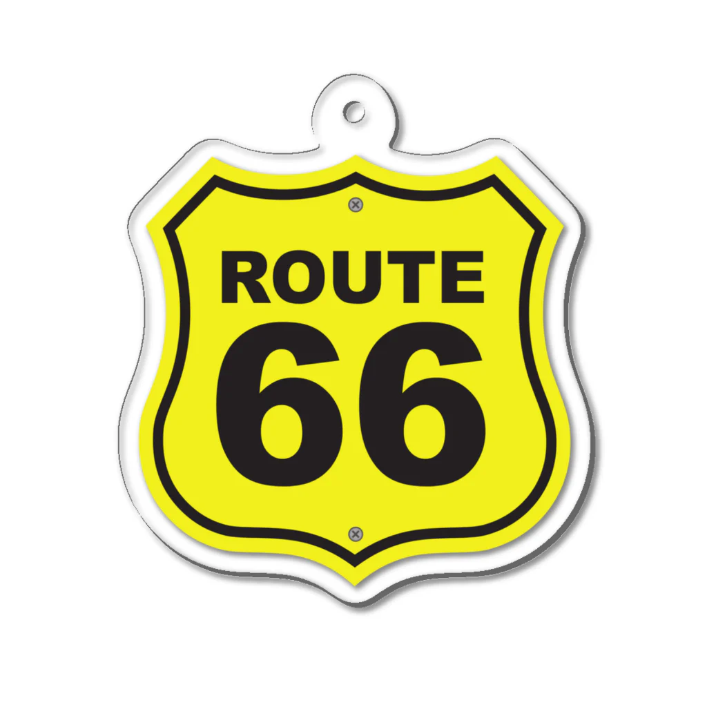 アロハスタイルハワイのU.S. Route 66  ルート66　イエロー アクリルキーホルダー