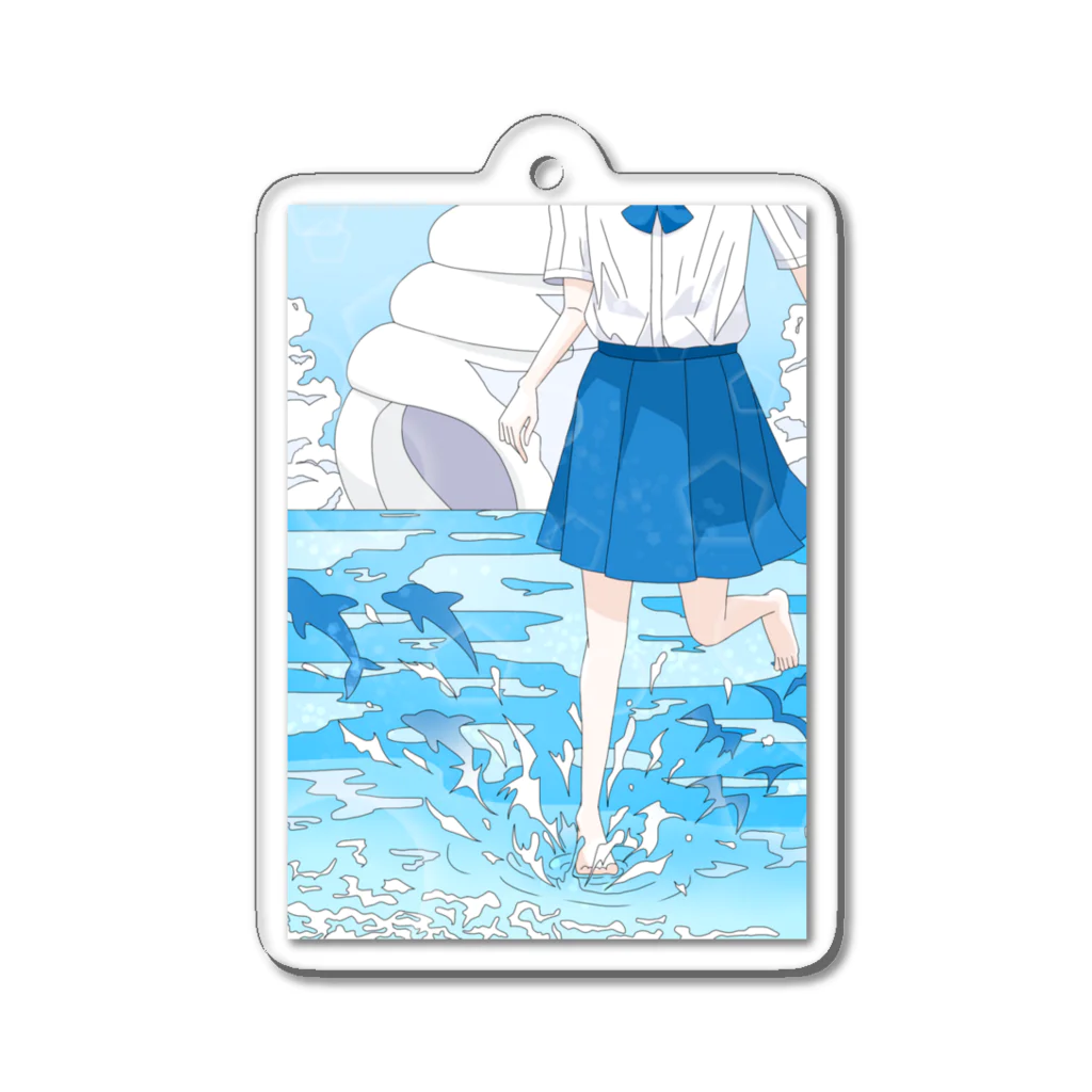 たなつ#指描きの夏の青 Acrylic Key Chain