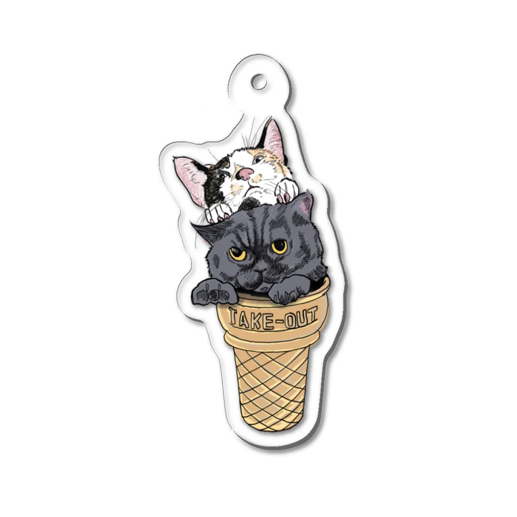 ourlifethingのdouble cat ice cream Acrylic Key Chain