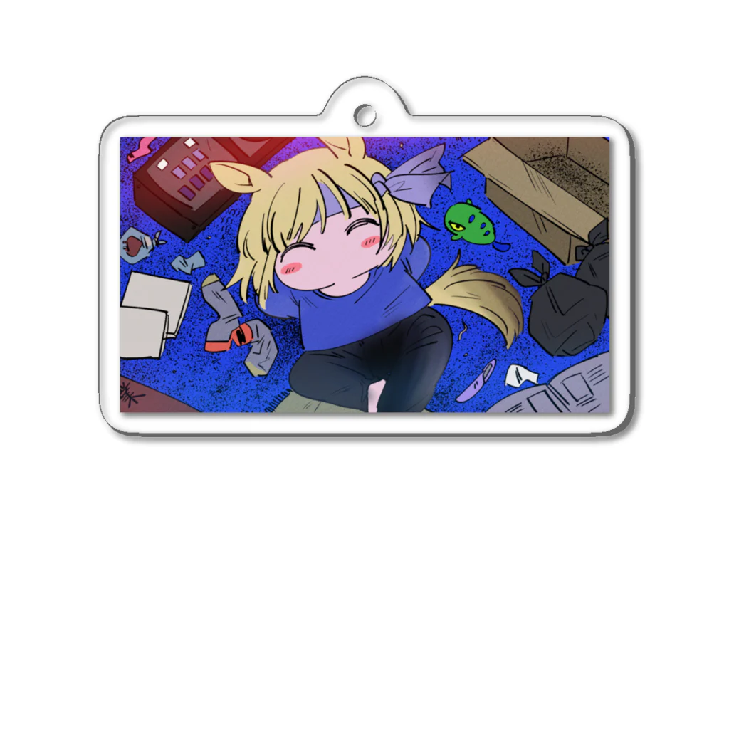 NECOYANKEYの寝転ぶワイ Acrylic Key Chain