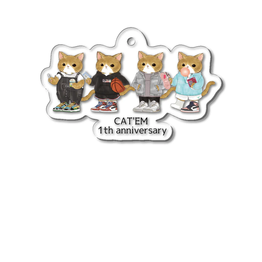 CAT'EM キャッテム　スニーカーを履いた猫のブランドの1th anniversary　スニーカーを履いた猫のブランド Acrylic Key Chain