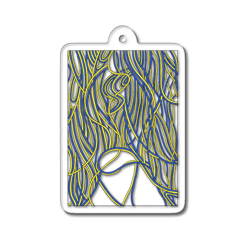 よみかえりの糸：yellow&blue Acrylic Key Chain