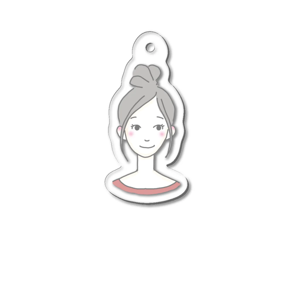 kinakoのお団子ヘアの女の子 Acrylic Key Chain