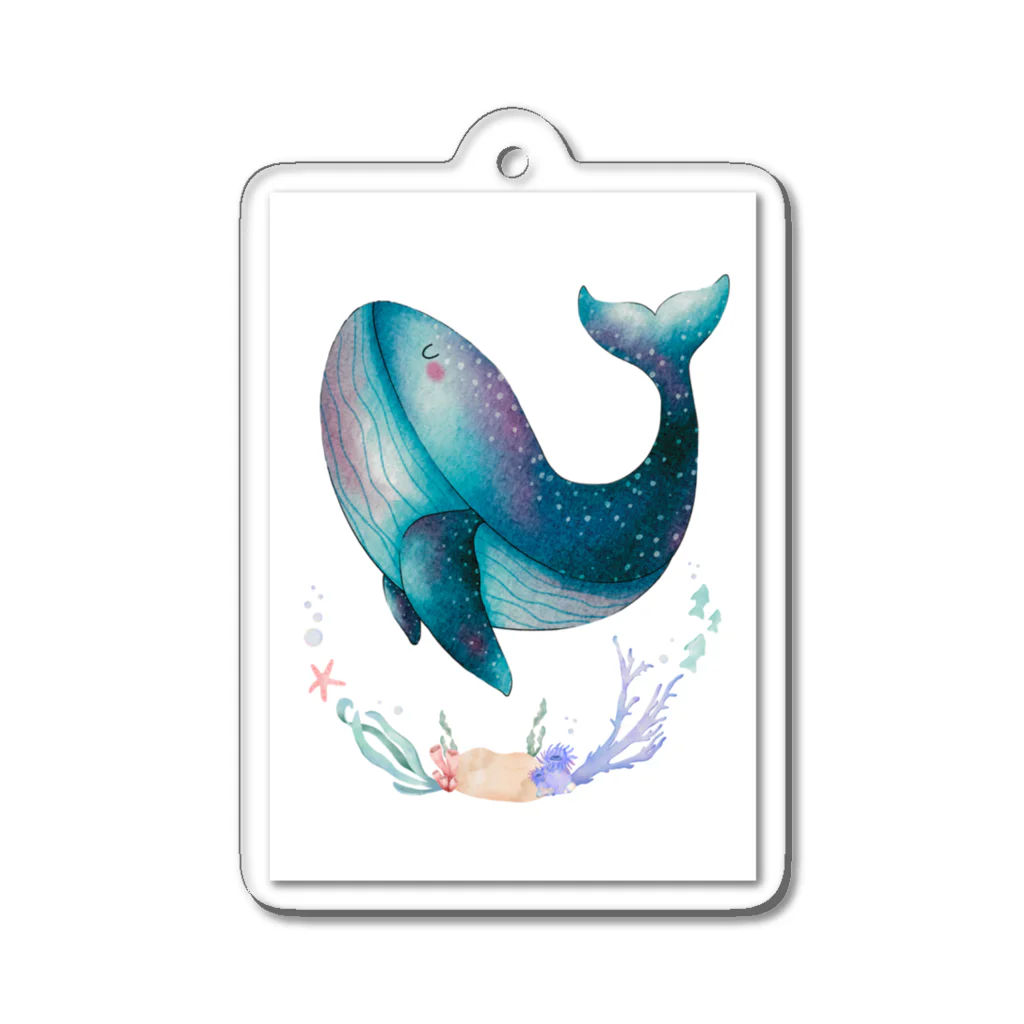 Designed by Ry0のDreaming whale  〜夢見るクジラ〜 アクリルキーホルダー