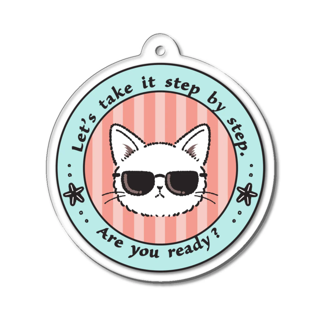 アトリエ・シュコットのクールなサングラスねこ（レトロ） Acrylic Key Chain