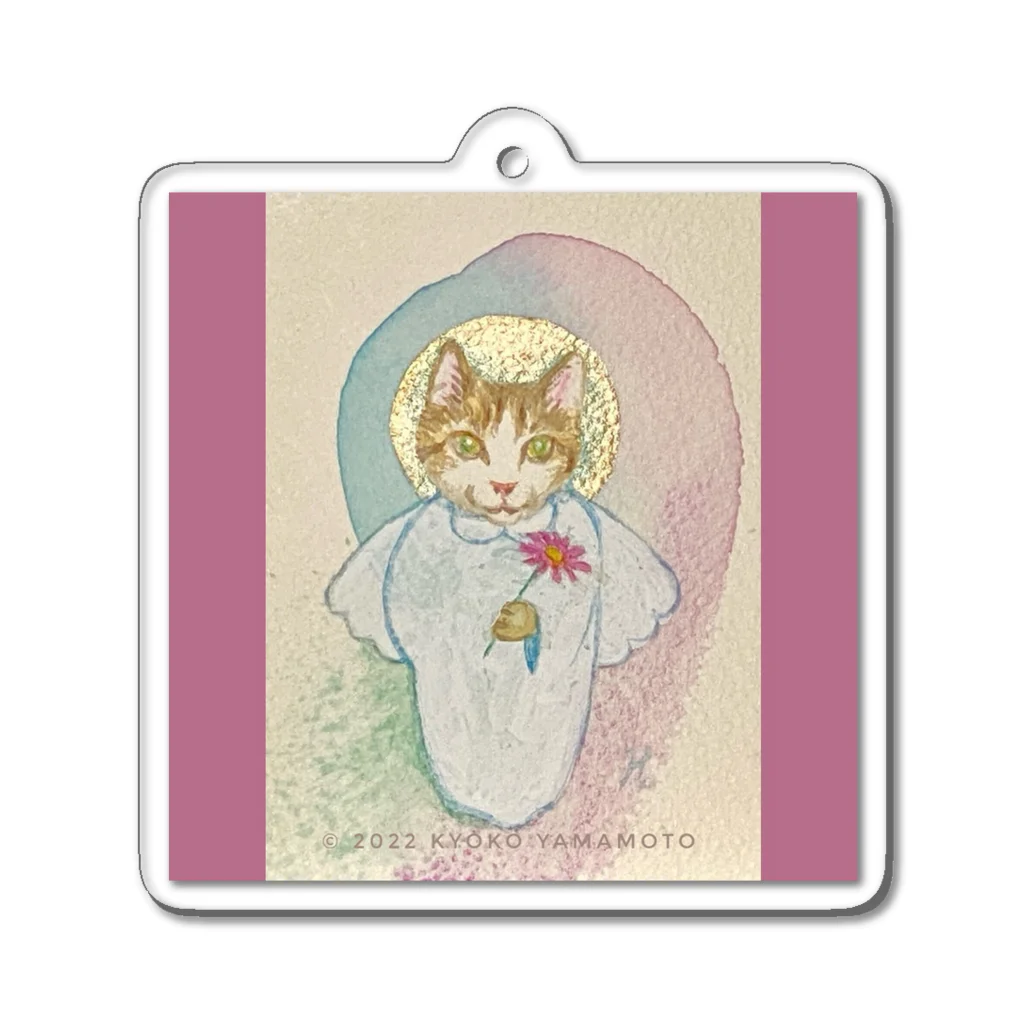 くまきち＠kyonyamamotoの猫天使シリーズ 「ガーベラ」 アクリルキーホルダー