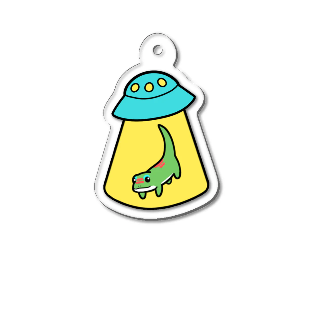 ひるもりのおみせのUFOにさらわれるヤモリ Acrylic Key Chain