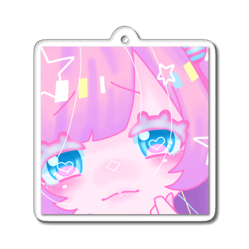 ぽぽろ🦇のピンクと水色のキラキラ女の子 Acrylic Key Chain