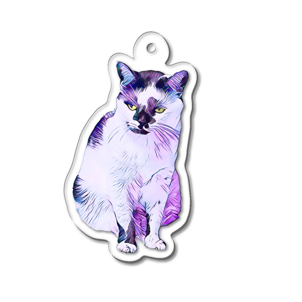 ねこまみれのアンニュイなネコ Acrylic Key Chain