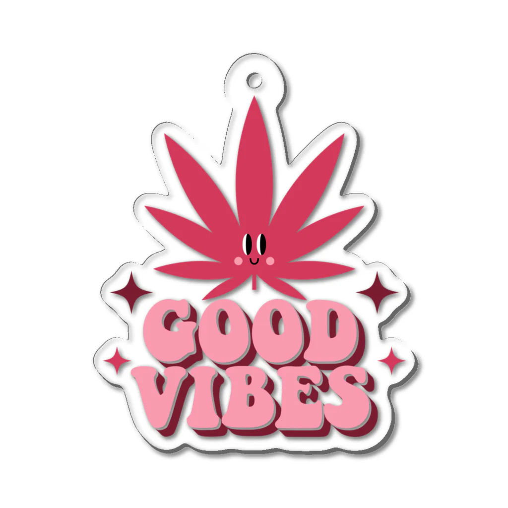 420 MUSIC FACTORYのGOOD VIVES グッドバイブス 大麻 マリファナ カナビス ヘンプ ガンジャ Acrylic Key Chain