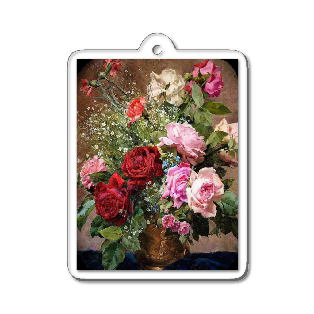 花名画アートグッズのルイ・マリー・ド・シュライバー《薔薇のある静物》 Acrylic Key Chain