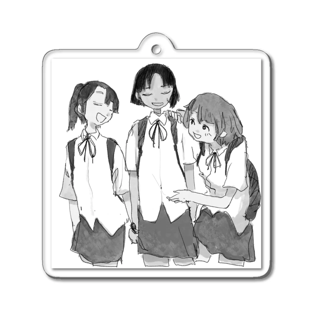 足湯のなかよしさんにんぐみ Acrylic Key Chain