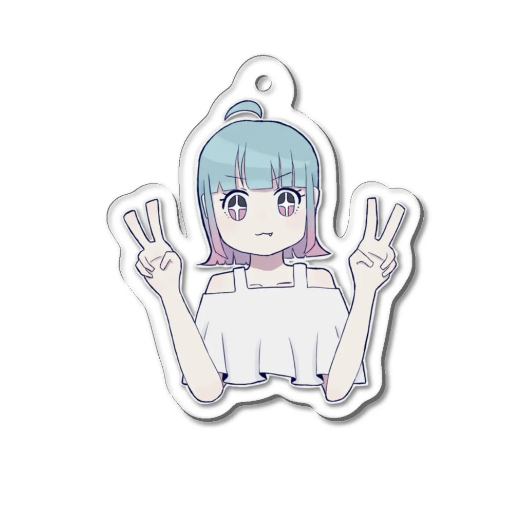 RAMENDOZEのれくもちちゃん (仮称) ダブルピース!! Acrylic Key Chain