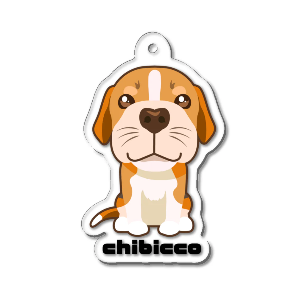 KAORIN’s TV 【ちびっこ】のはにかみビーグル chibicco (黒文字) Acrylic Key Chain