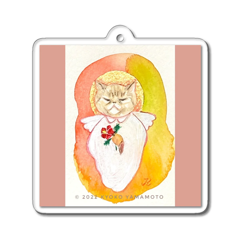 くまきち＠kyonyamamotoの猫天使シリーズ「ハイビスカス」 Acrylic Key Chain