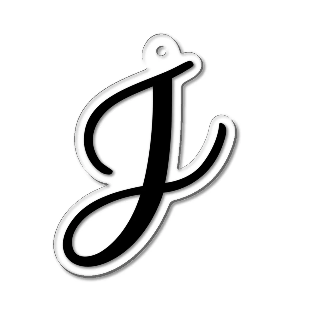 Danae Lettering Merch StoreのJ　イニシャルシリーズ〈BK〉 Acrylic Key Chain