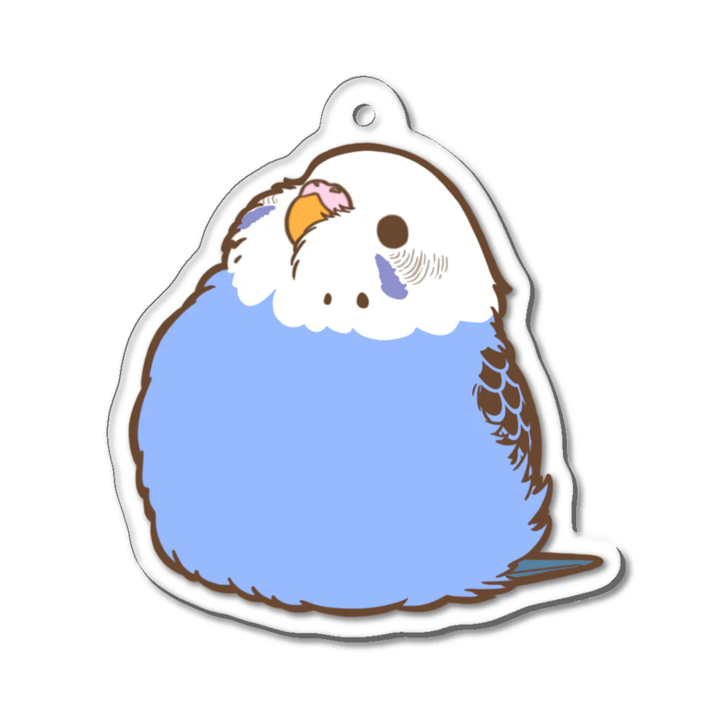 one-naacoの丸いもふ鳥。(セキセイインコ (ノーマル(バイオレットブルー)) Acrylic Key Chain