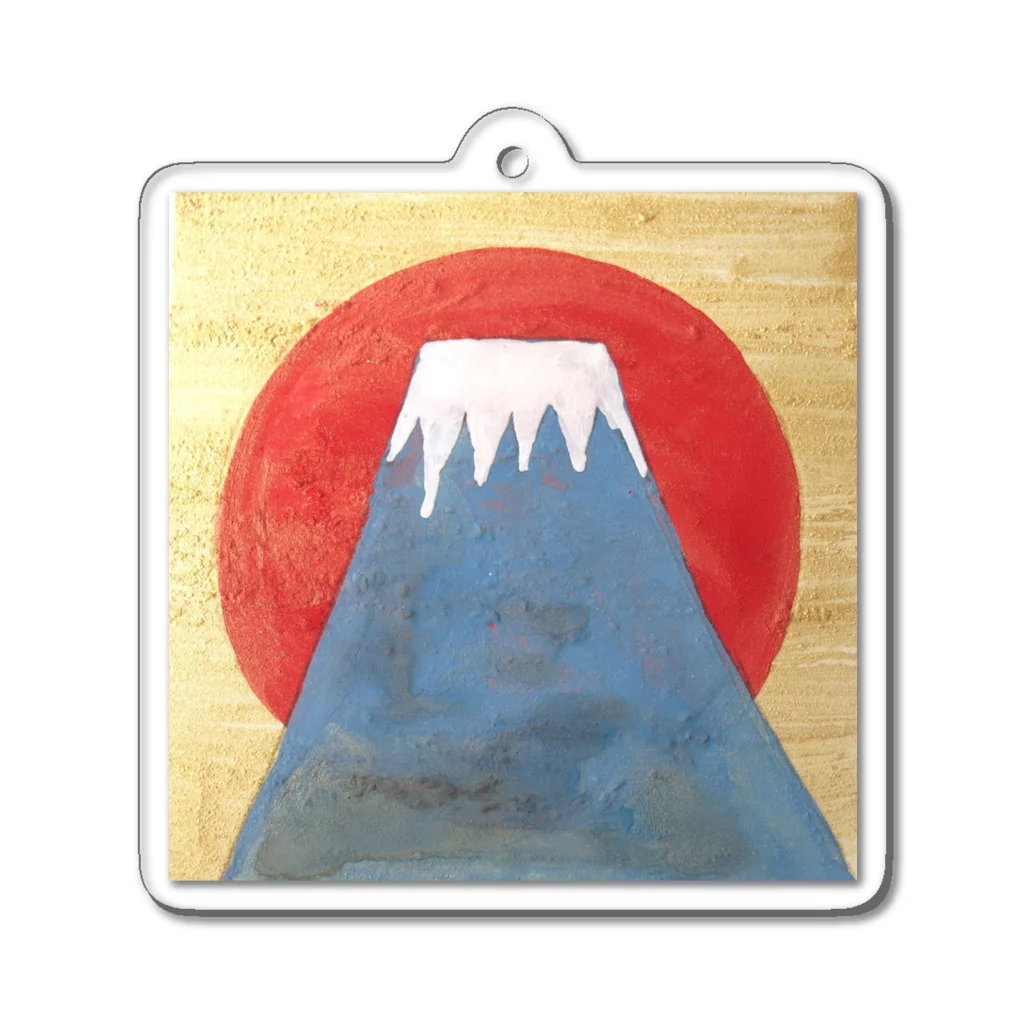 森の中の日本画・富士山と日の出 Acrylic Key Chain