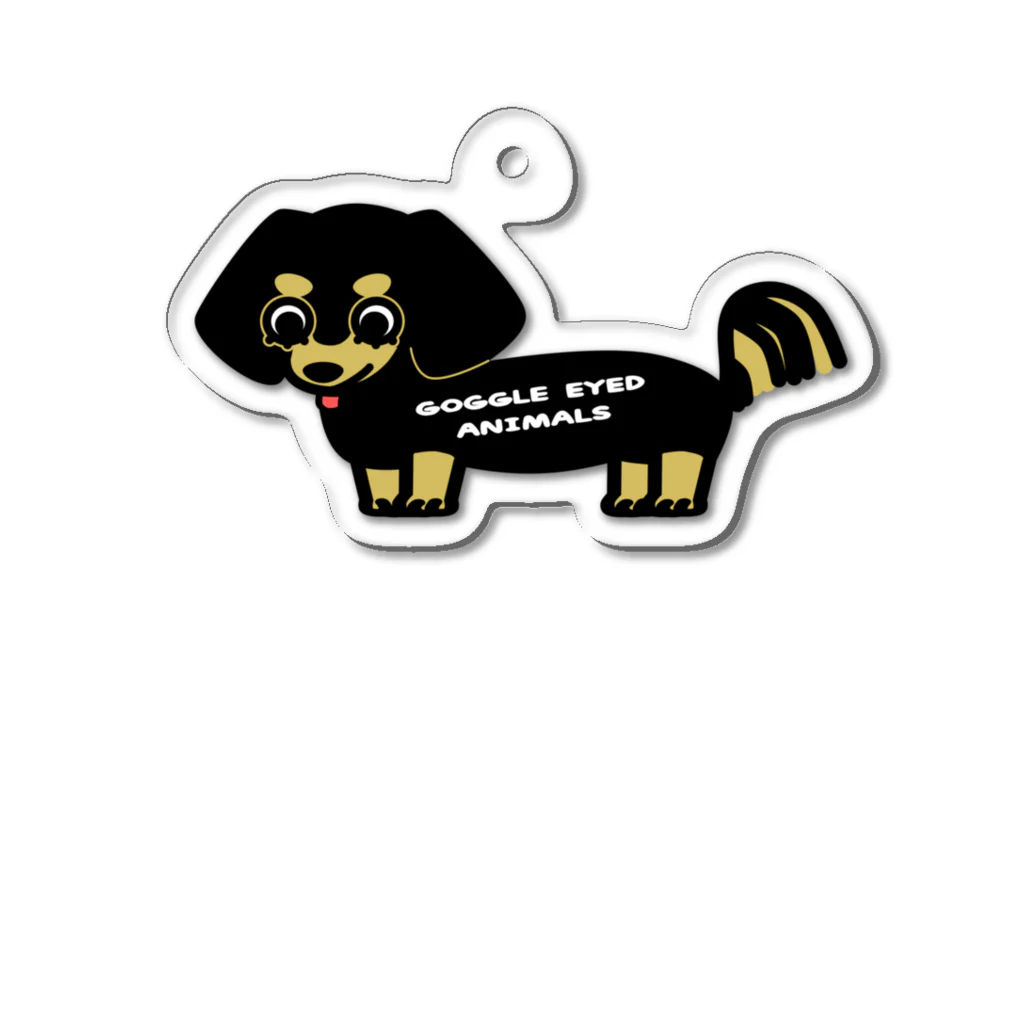 mana_shopのDACHSHUND_BLACK CREAM Acrylic Key Chain