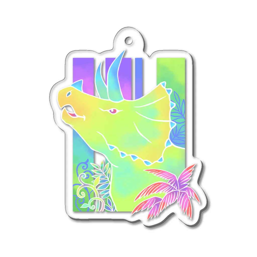 あおとあかの【和風】トリケラトプス Acrylic Key Chain