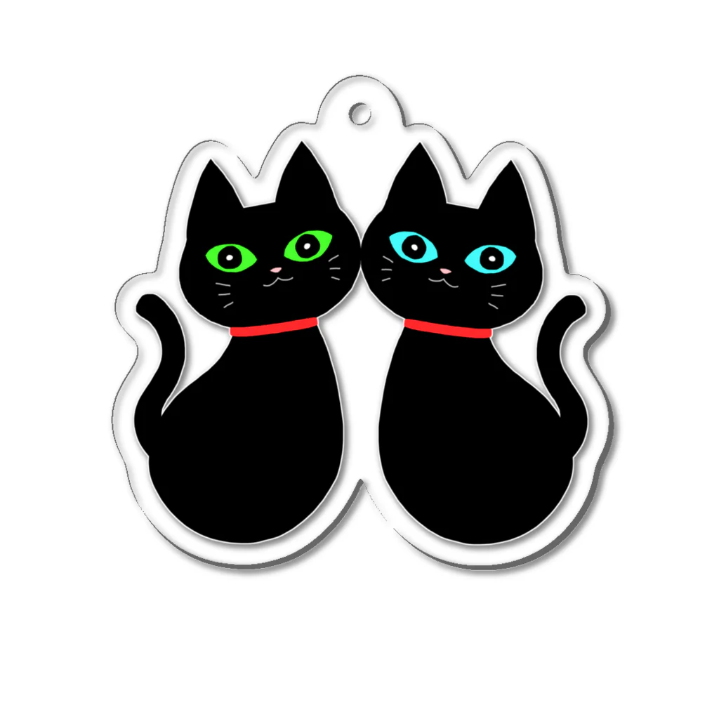 ねむ吉屋の双子の黒猫 Acrylic Key Chain