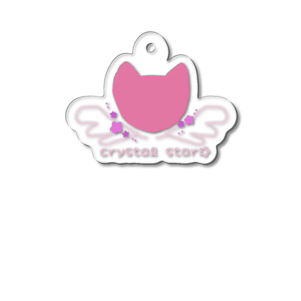 crystal star☆の猫に星と羽根 Acrylic Key Chain