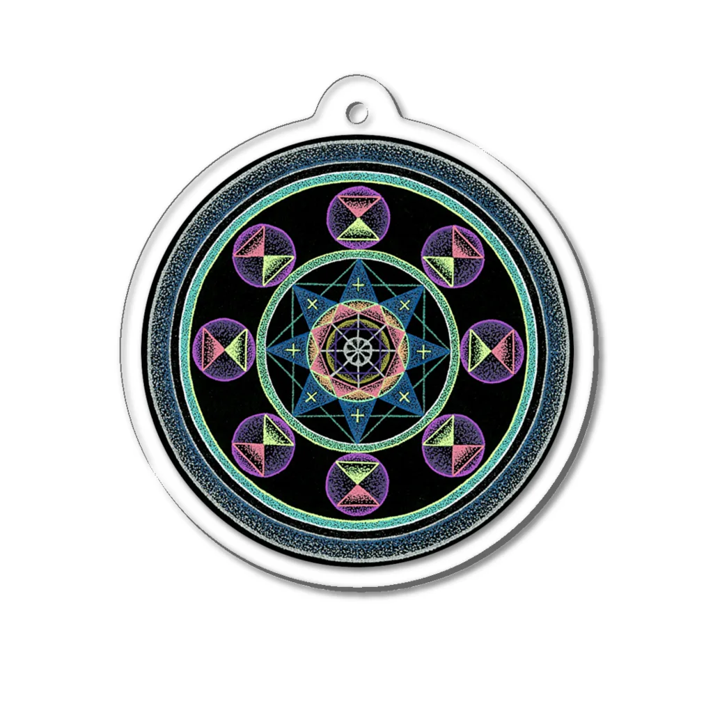 点描曼荼羅グッズのMandala#1(丸) Acrylic Key Chain