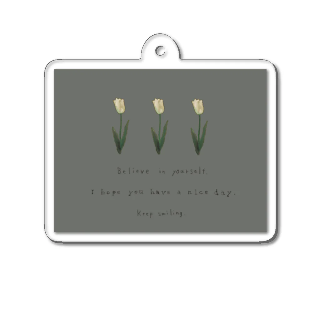 rilybiiのKhaki gray × Cream three tulip Acrylic Key Chain