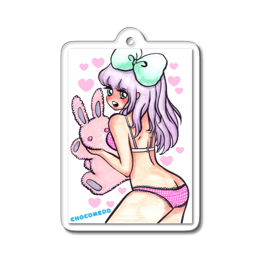 ☆チョコメロ☆のうさちゃん抱っこチョコメロガール Acrylic Key Chain