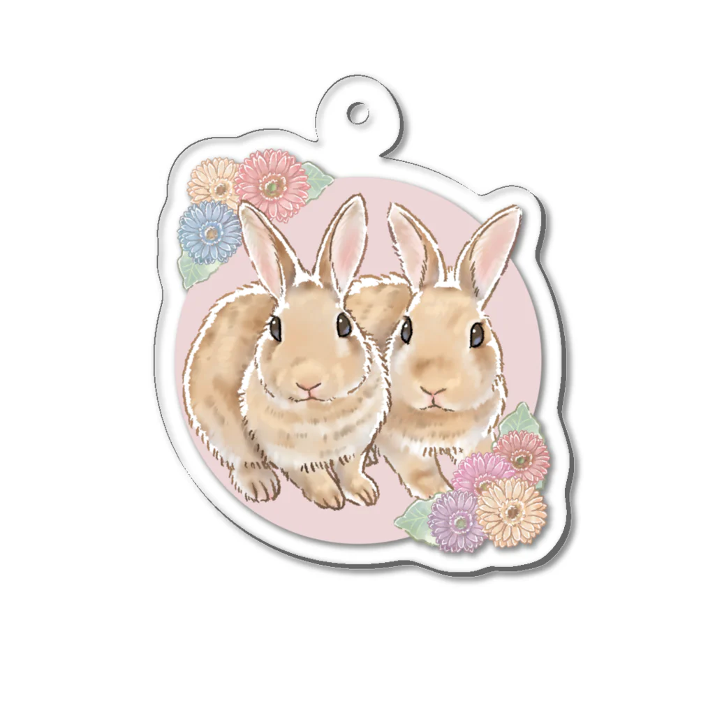 卯月まめのもふもふイラスト屋さんの4：I LOVE RABBIT(ネザーランドドワーフ) Acrylic Key Chain