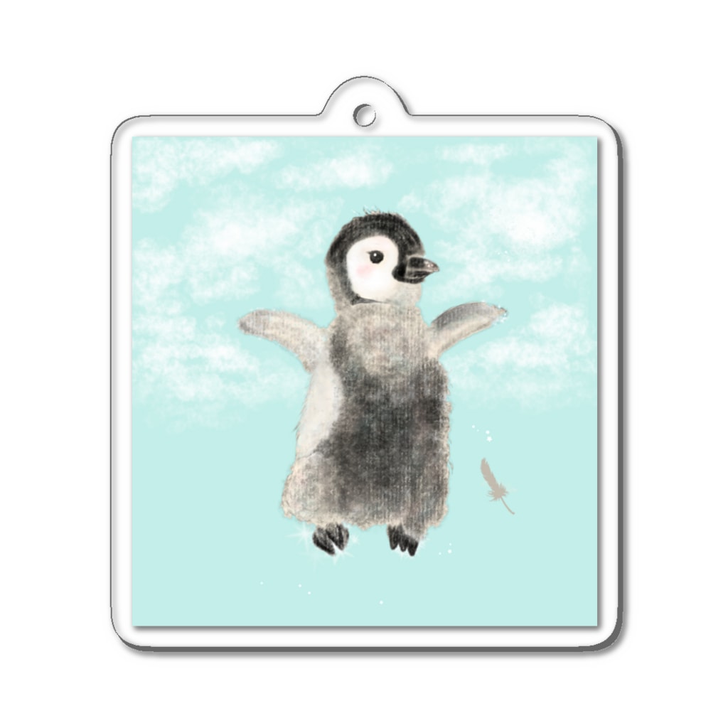 sunpontaのペンギン空を飛ぶ Acrylic Key Chain