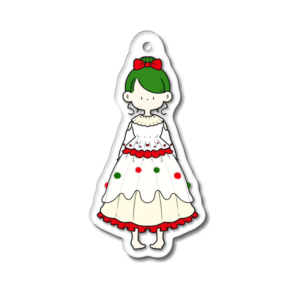 にか。の雑貨屋さん。の🔴🟢クリスマスケーキちゃん🟢🔴 Acrylic Key Chain