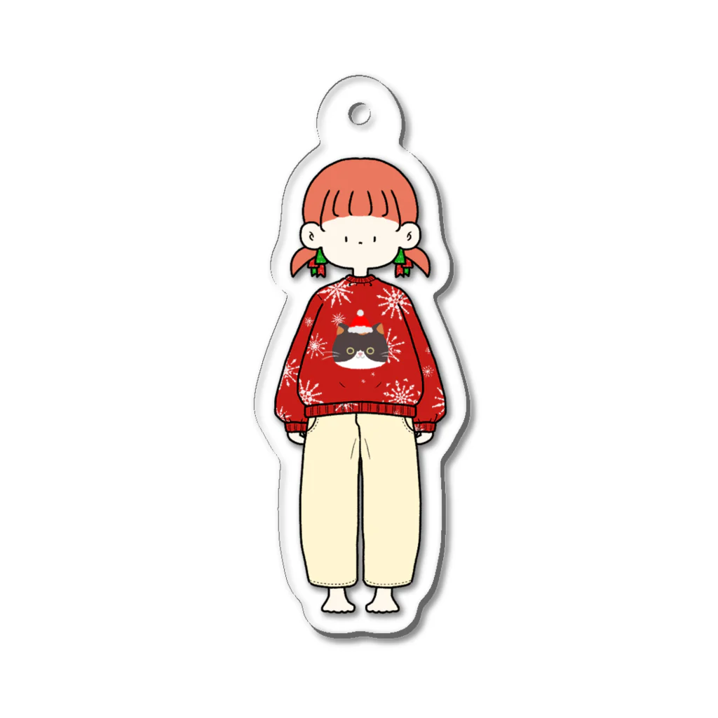 にか。の雑貨屋さん。の🔴🟢にゃんこニットちゃん🟢🔴 Acrylic Key Chain