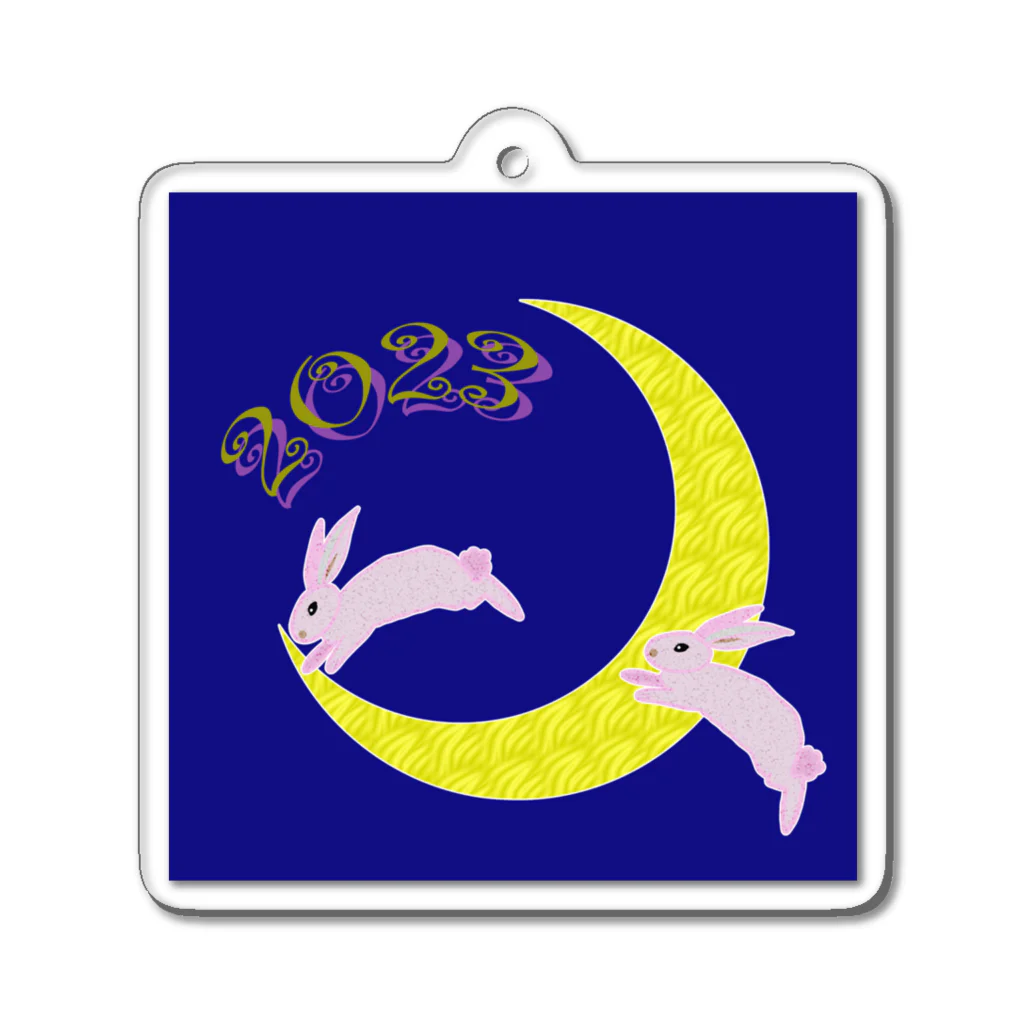 MZグラフィックスのうさぎ年　2023　ピンク・ラビット Acrylic Key Chain