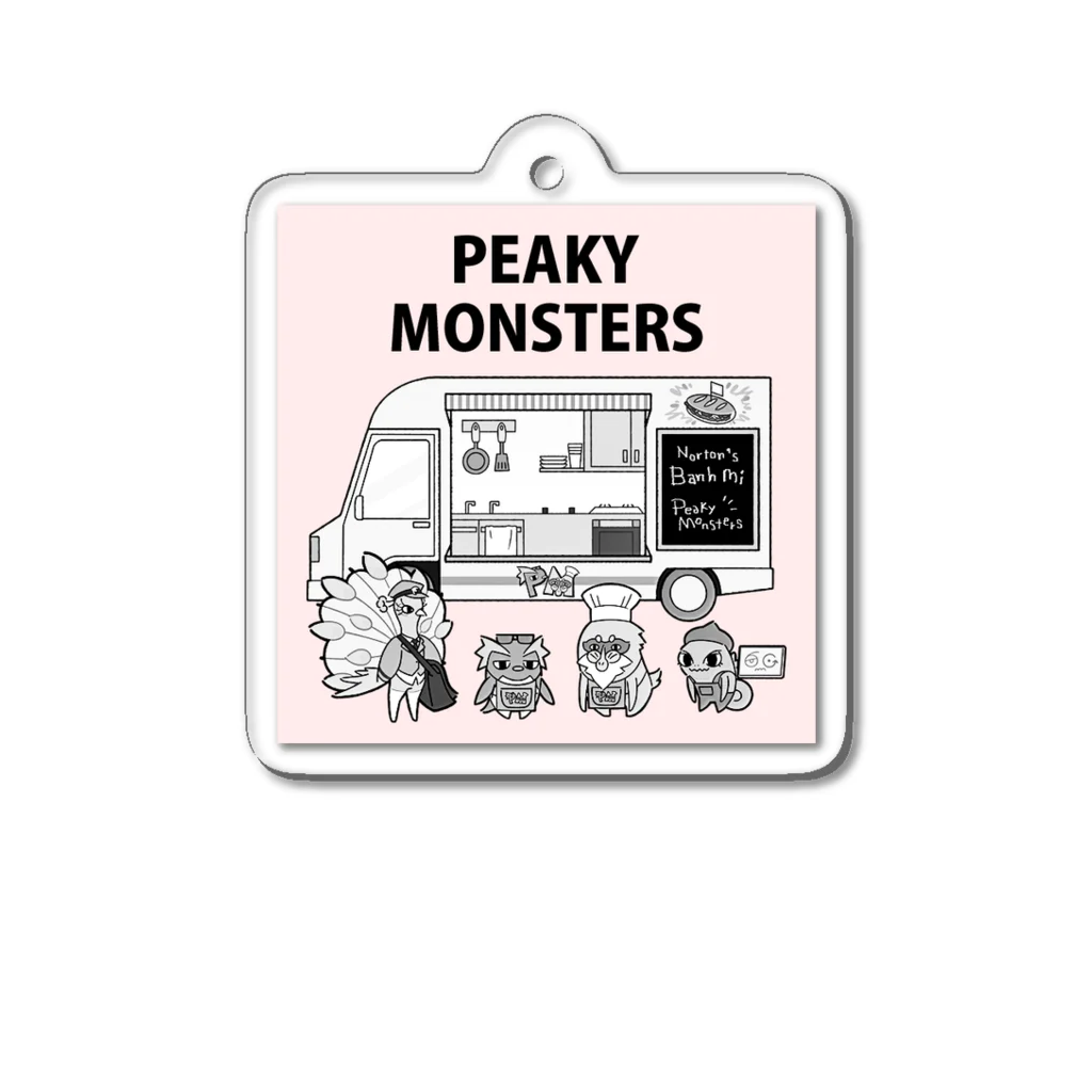 ピーキーモンスターズ【PeakyMonsters】ピキモングッズ公式ショップのモノクロピンク(アクリルキーホルダー)ピキモンキッチンカーシリーズ アクリルキーホルダー