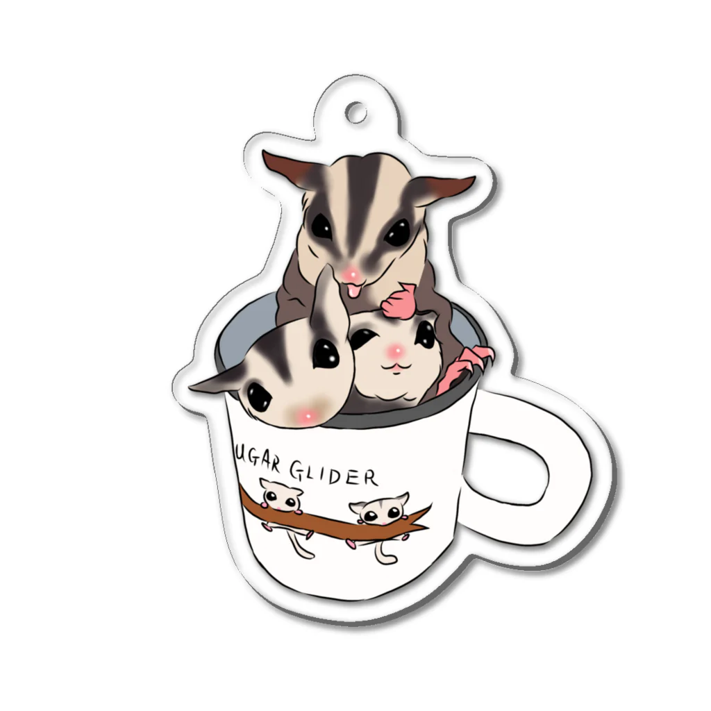 モモンガのしっぽのSugar gliders in a cup! ver.3 アクリルキーホルダー