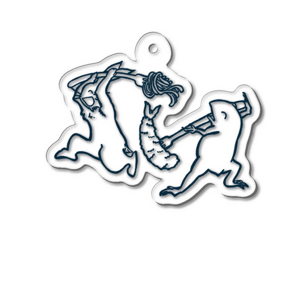 GOODS SHOP【そぞろな小窓】 SUZURI店の【ぎがといっしょ】《紺線》 Acrylic Key Chain