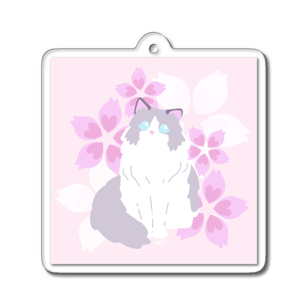 Kotetsu diary(SUZURI店)のラグドール×桜 Acrylic Key Chain