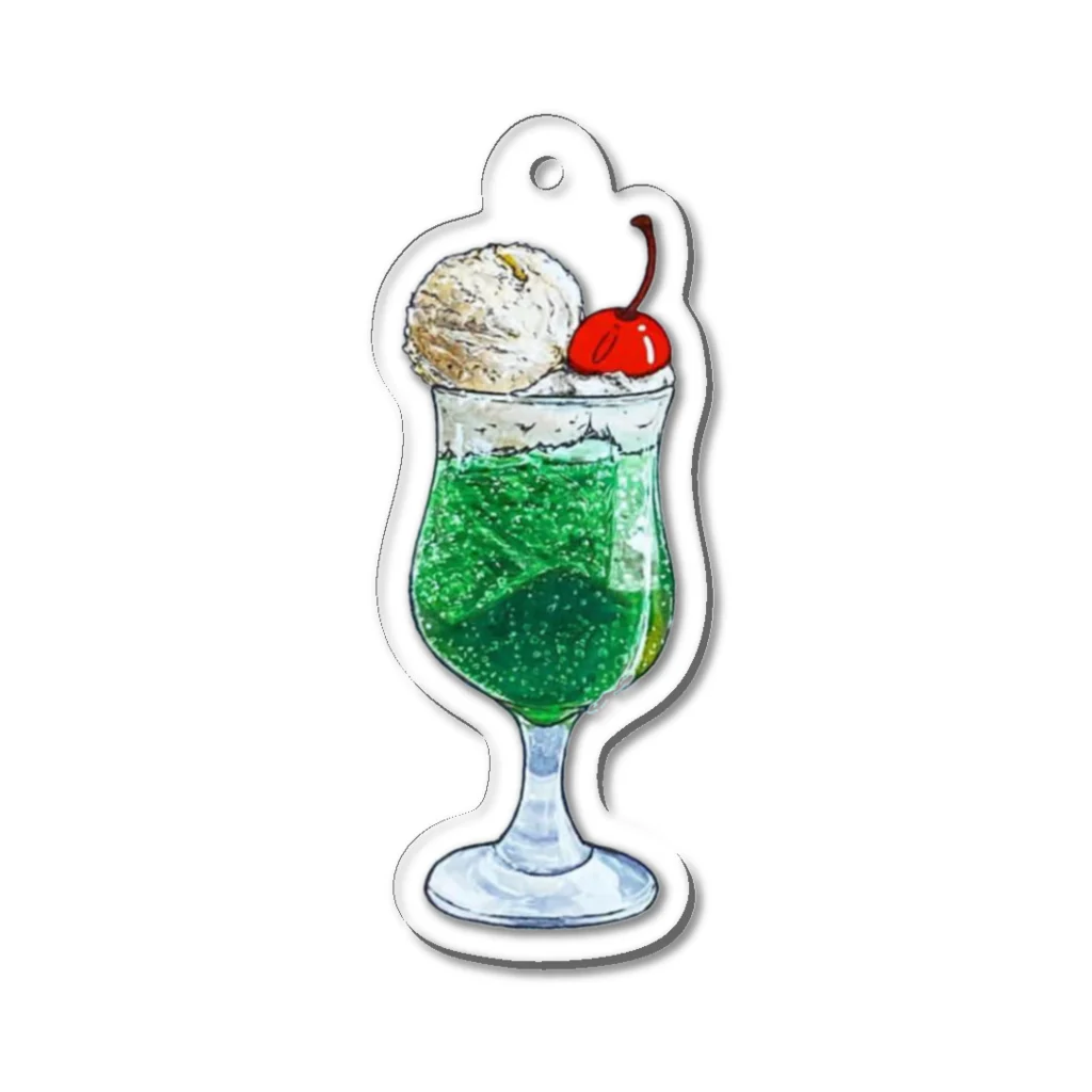 アイスのにこまるクリームソーダ Acrylic Key Chain