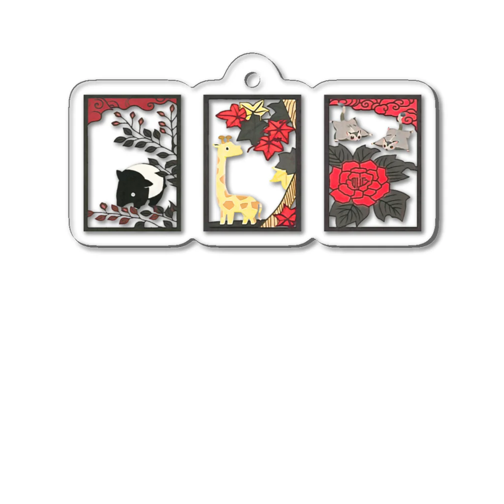 Red & Brack の猪鹿蝶？(透過Ver.) Acrylic Key Chain